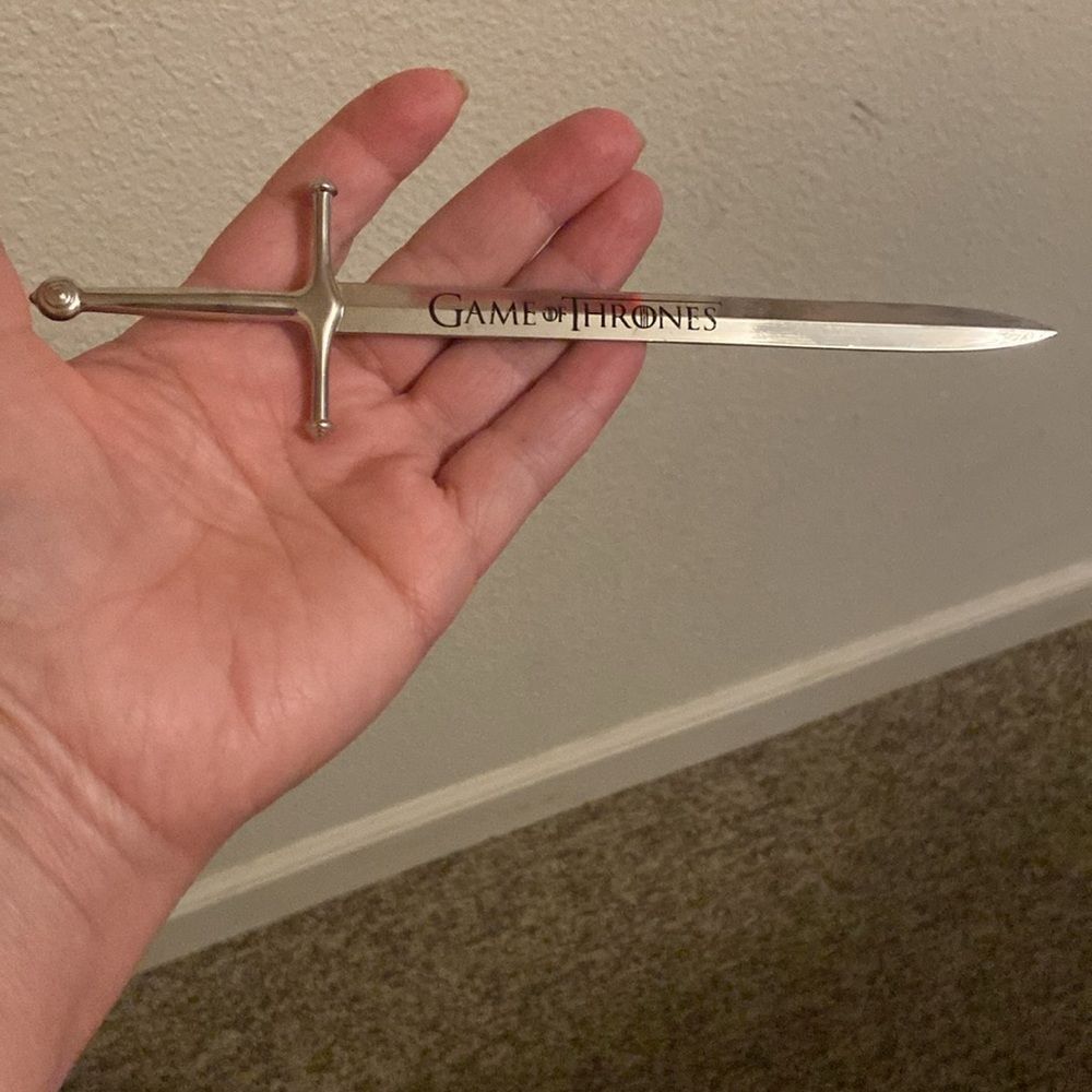 HBO GAME OF THRONES Tone Silver Sword Letter Opener